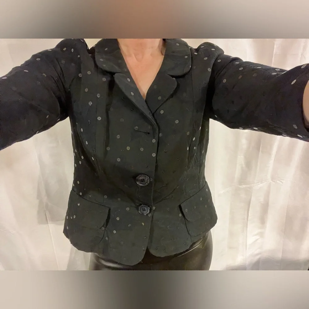 Sônia Bogner womens evening Jacket small Black Sequin Collar shimmer 3/4 sleeve  - Picture 16 of 16